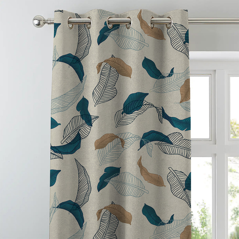 Elegant Floral Print Room Darkening Curtains- Set of 2 -Ds 467A