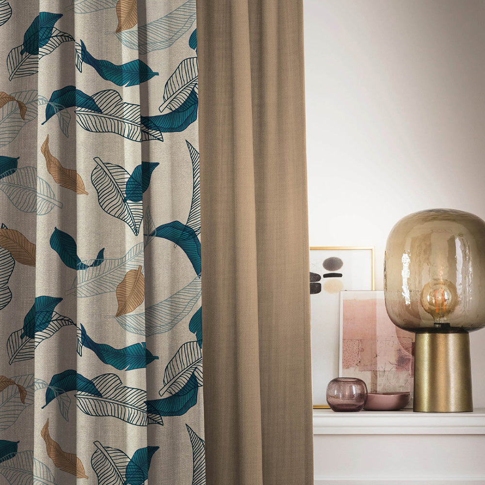 Elegant Floral Print Room Darkening Curtains- Set of 2 -Ds 467A