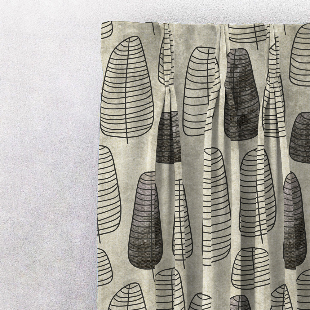 Free Spirit Floral Charcoal Grey Heavy Satin Room Darkening Curtains Set Of 2 - (DS468B)