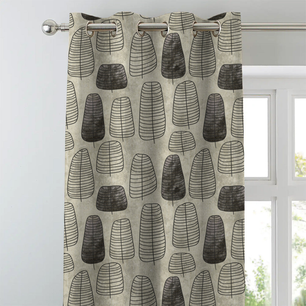 Free Spirit Floral Charcoal Grey Heavy Satin Room Darkening Curtains Set Of 2 - (DS468B)