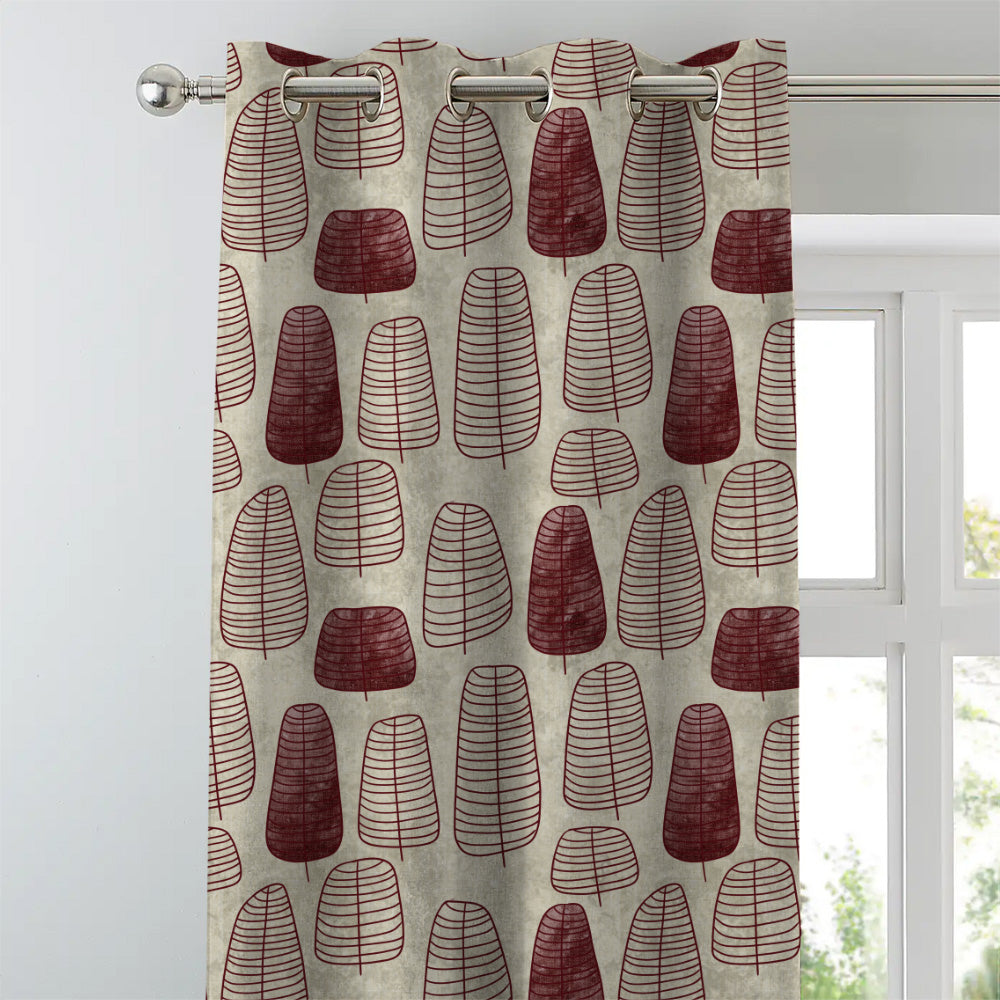 Free Spirit Floral Maroon Heavy Satin Room Darkening Curtains Set Of 2 - (DS468C)