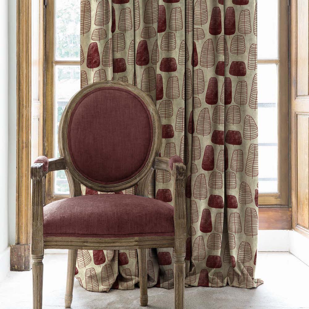 Free Spirit Floral Maroon Heavy Satin Room Darkening Curtains Set Of 2 - (DS468C)