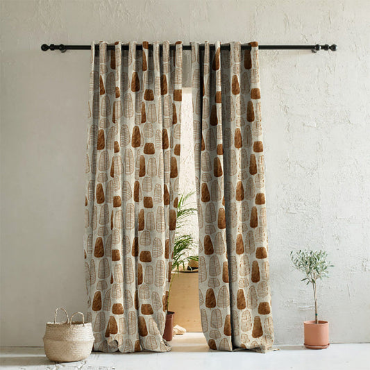 Free Spirit Floral Mud Brown Heavy Satin Room Darkening Curtains Set Of 2 - (DS468D)