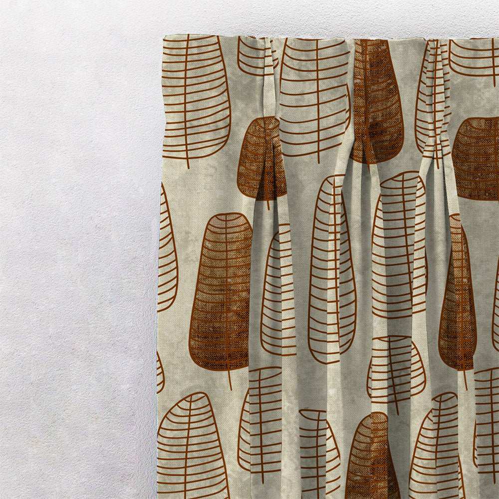 Free Spirit Floral Mud Brown Heavy Satin Room Darkening Curtains Set Of 2 - (DS468D)