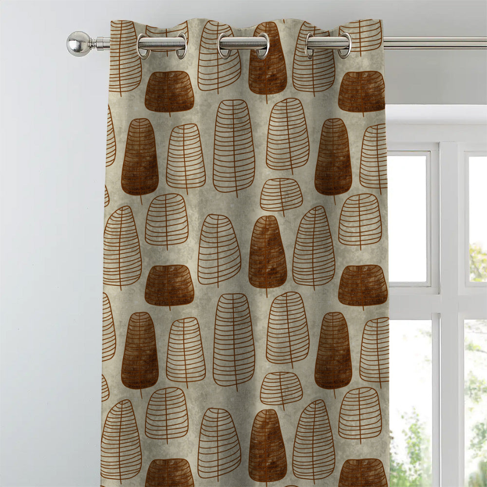 Free Spirit Floral Mud Brown Heavy Satin Room Darkening Curtains Set Of 2 - (DS468D)