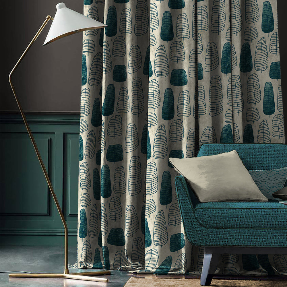 Elegant Floral Print Room Darkening Curtains- Set of 2 -DS 468A