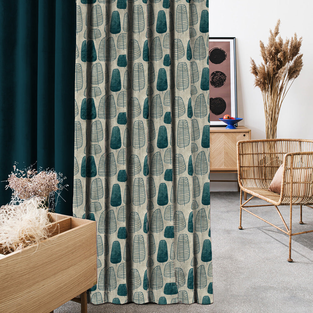 Elegant Floral Print Room Darkening Curtains- Set of 2 -DS 468A