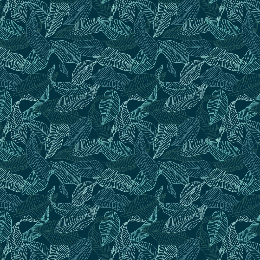 Leafy Silhouette Floral Turquoise Heavy Satin Room Darkening Curtains Set Of 2 - (DS470A)