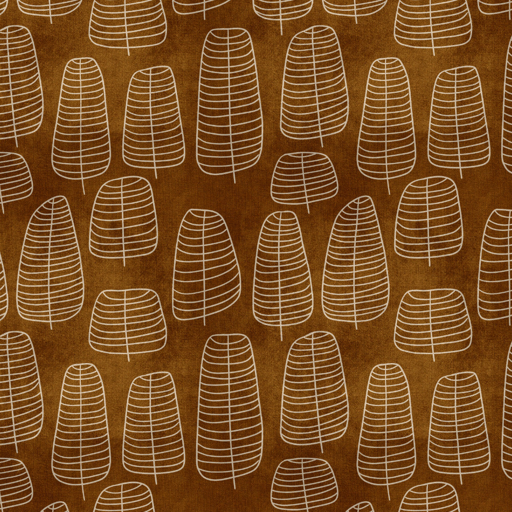 Leaf Tracery Floral Mud Brown Heavy Satin Room Darkening Curtains Set Of 2 - (DS471D)