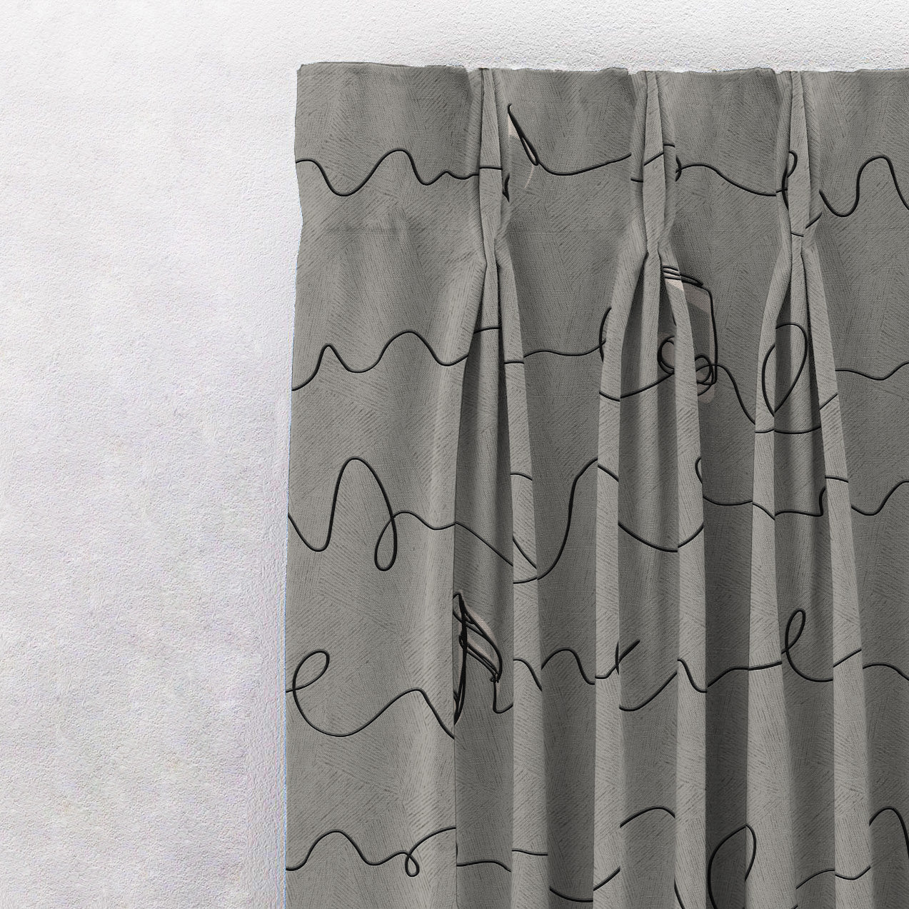 Elegent Geometric Print Matt Finish Room Darkening Curtain Set of 2 MTDS472B