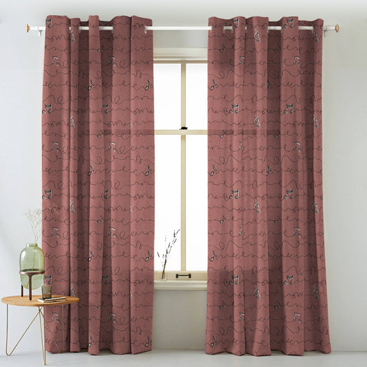 Elegent Geometric Print Matt Finish Room Darkening Curtain Set of 2 MTDS472C