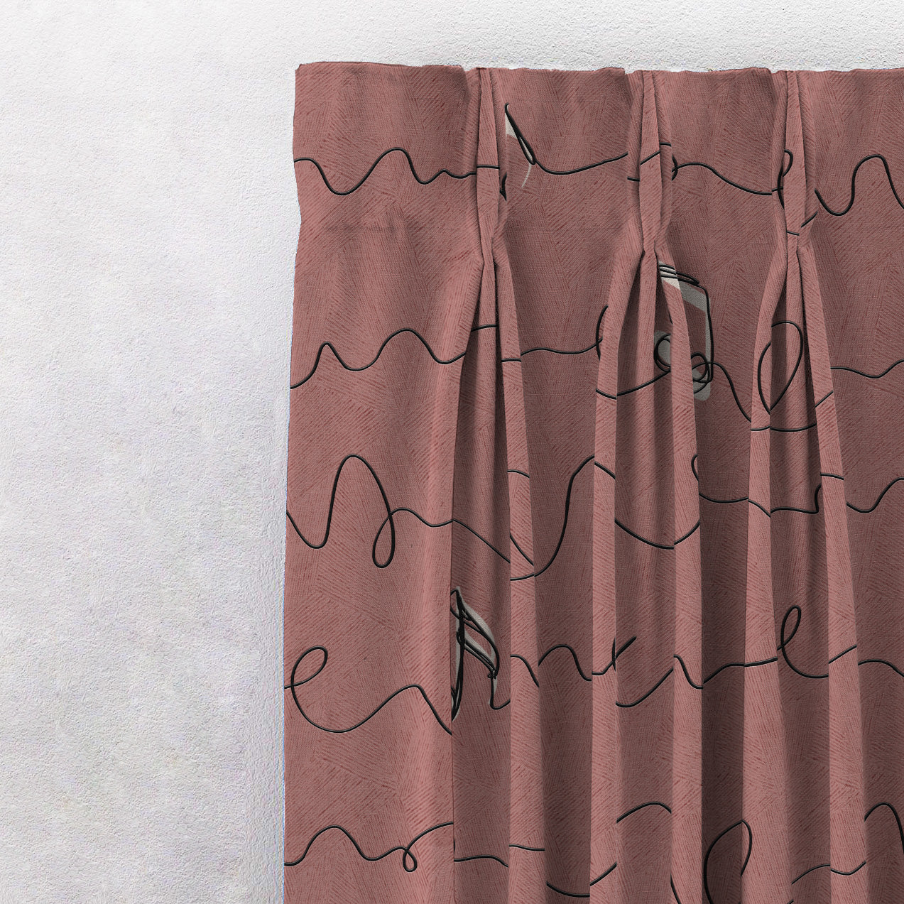 Elegent Geometric Print Matt Finish Room Darkening Curtain Set of 2 MTDS472C