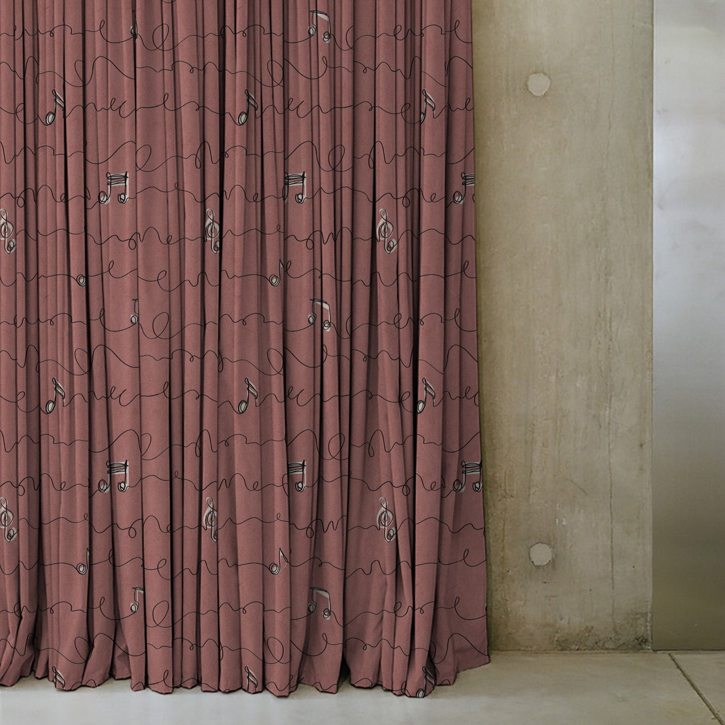 Elegent Geometric Print Matt Finish Room Darkening Curtain Set of 2 MTDS472C