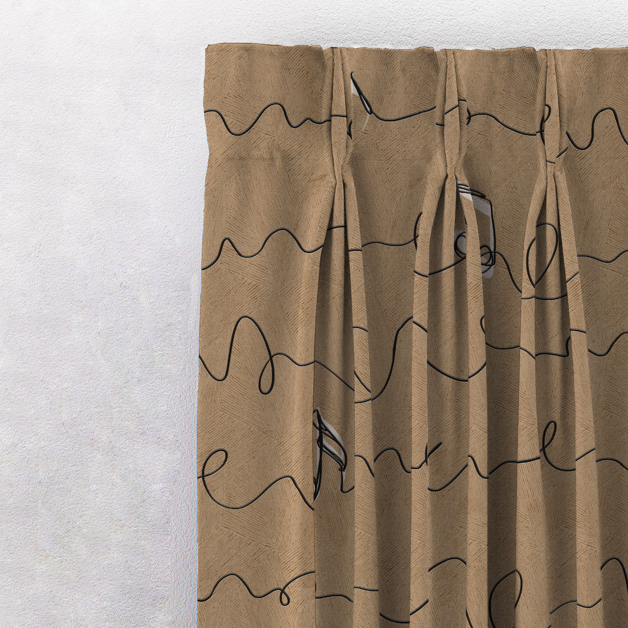 Elegent Geometric Print Matt Finish Room Darkening Curtain Set of 2 MTDS472D