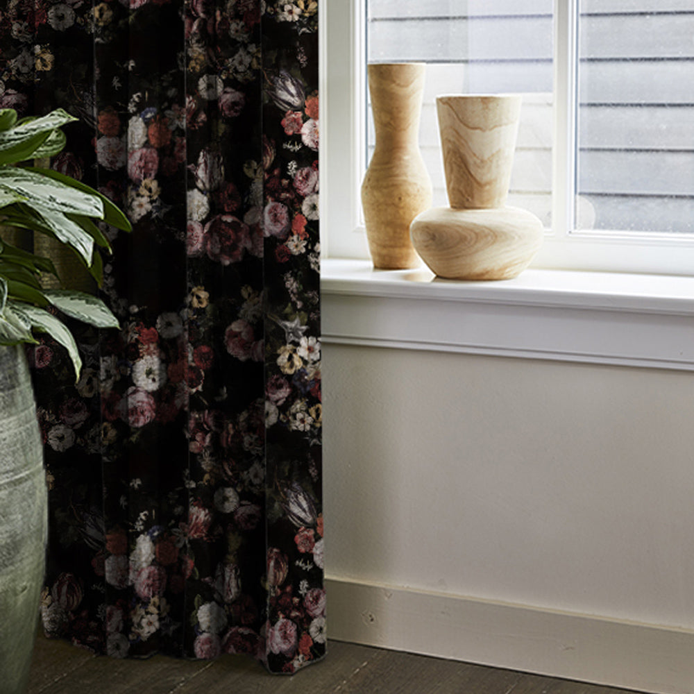 Elegant Floral Print Room Darkening Curtains- Set of 2 -DS 474 C