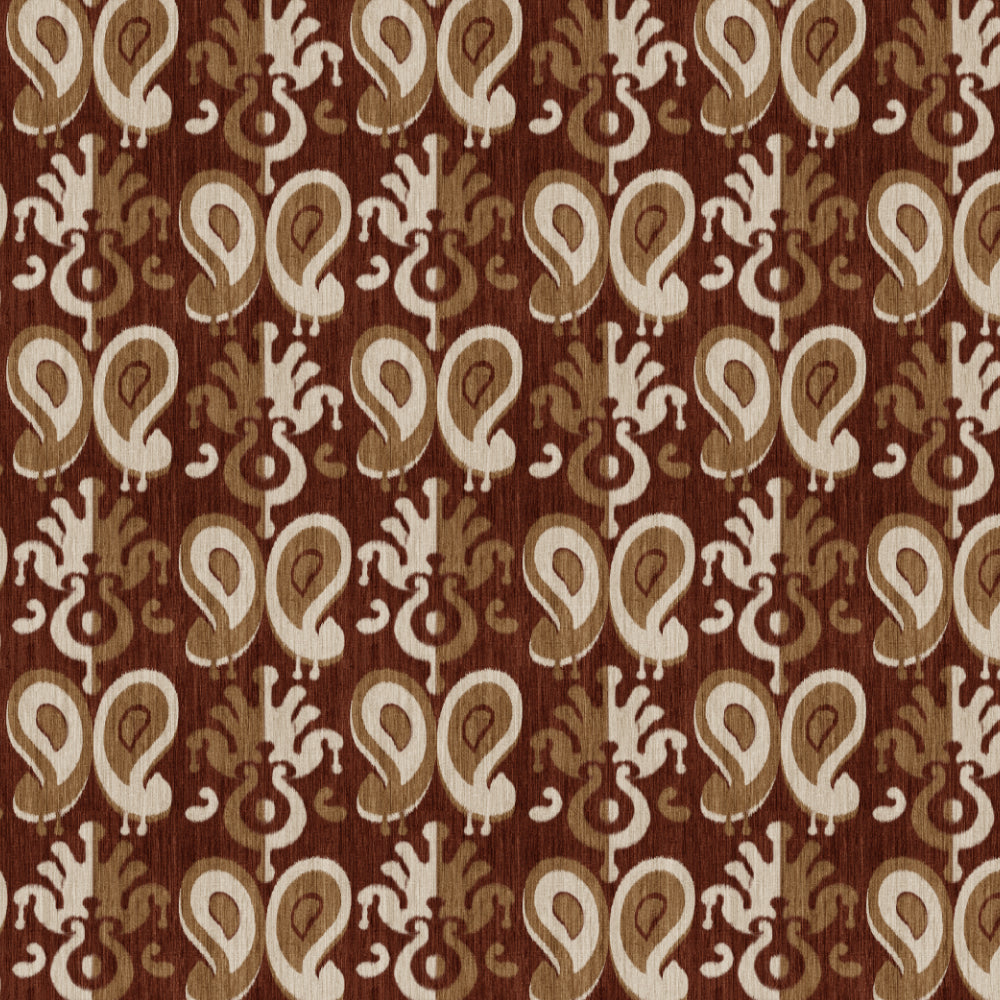 Ikat Indie Walnut Brown Heavy Satin Room Darkening Curtains Set Of 2 - (DS478C)