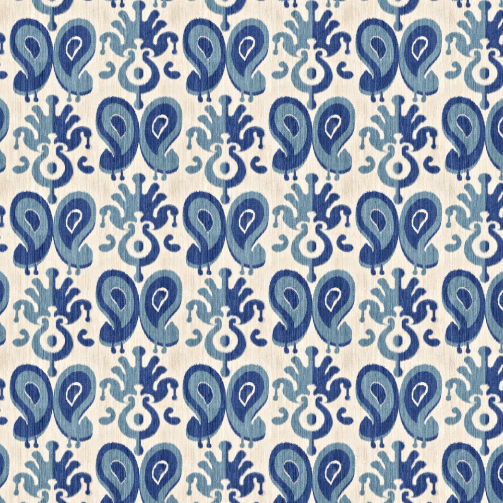 Ikat Indie OffWhite Heavy Satin Room Darkening Curtains Set Of 2 - (DS478D)