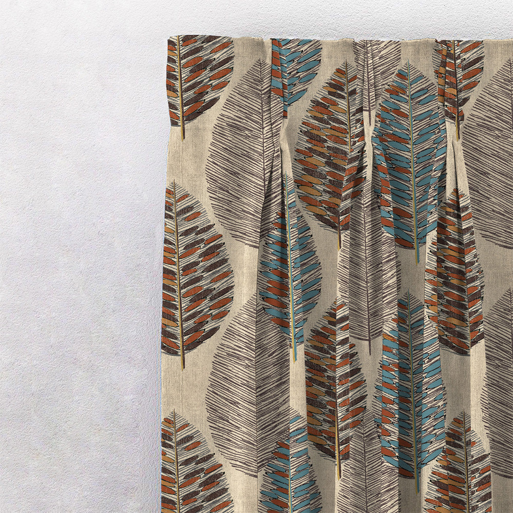 Evergreen Delight Floral Wood Brown Heavy Satin Room Darkening Curtains Set Of 2 - (DS480A)