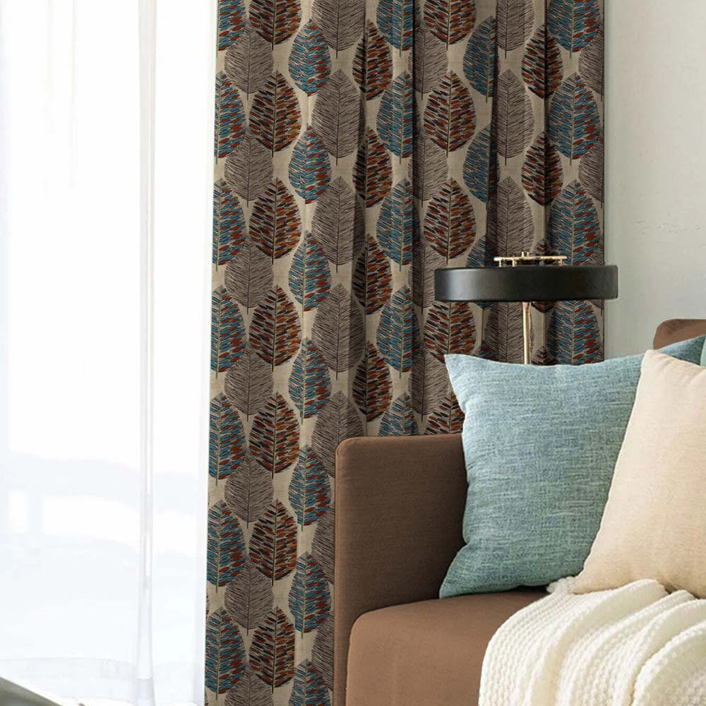 Evergreen Delight Floral Wood Brown Heavy Satin Room Darkening Curtains Set Of 2 - (DS480A)