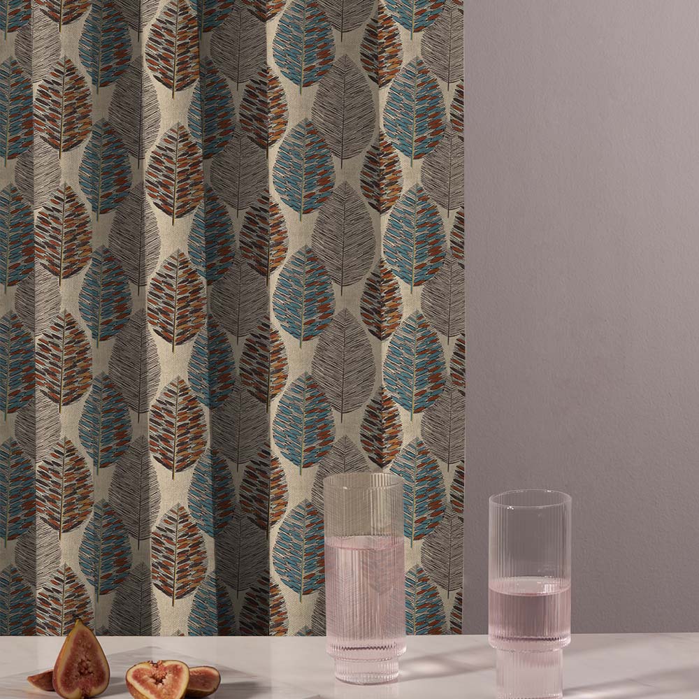 Evergreen Delight Floral Wood Brown Heavy Satin Room Darkening Curtains Set Of 2 - (DS480A)