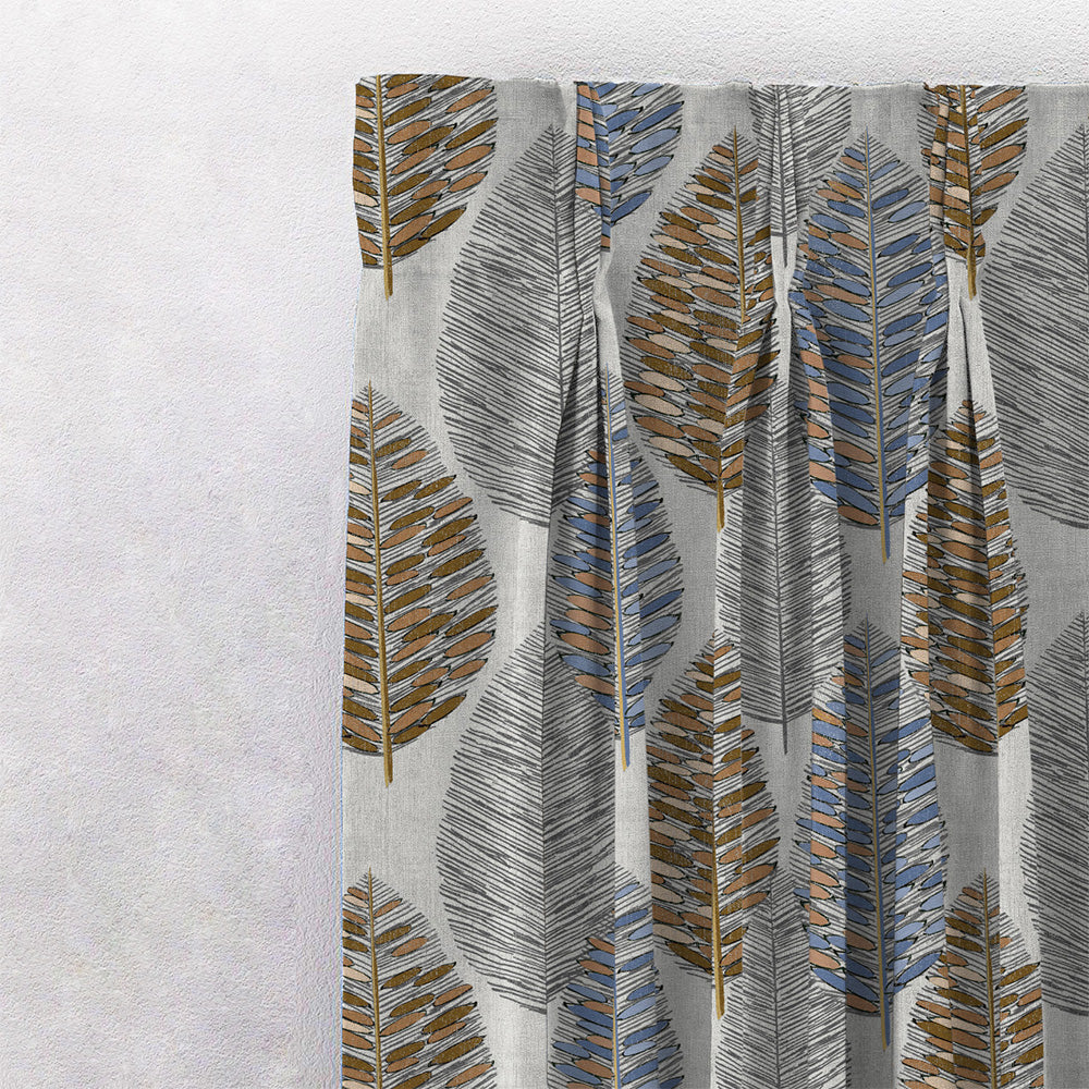 Evergreen Delight Floral Powder Blue Heavy Satin Room Darkening Curtains Set Of 2 - (DS480D)