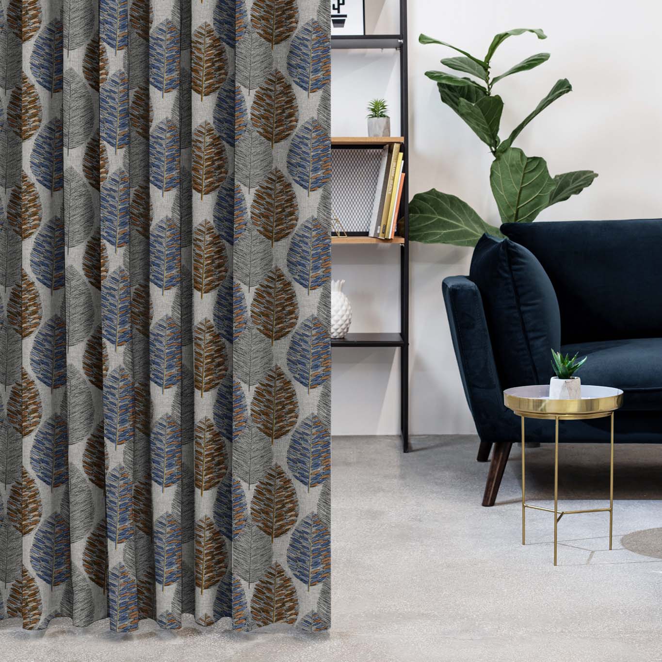 Evergreen Delight Floral Powder Blue Heavy Satin Room Darkening Curtains Set Of 2 - (DS480D)