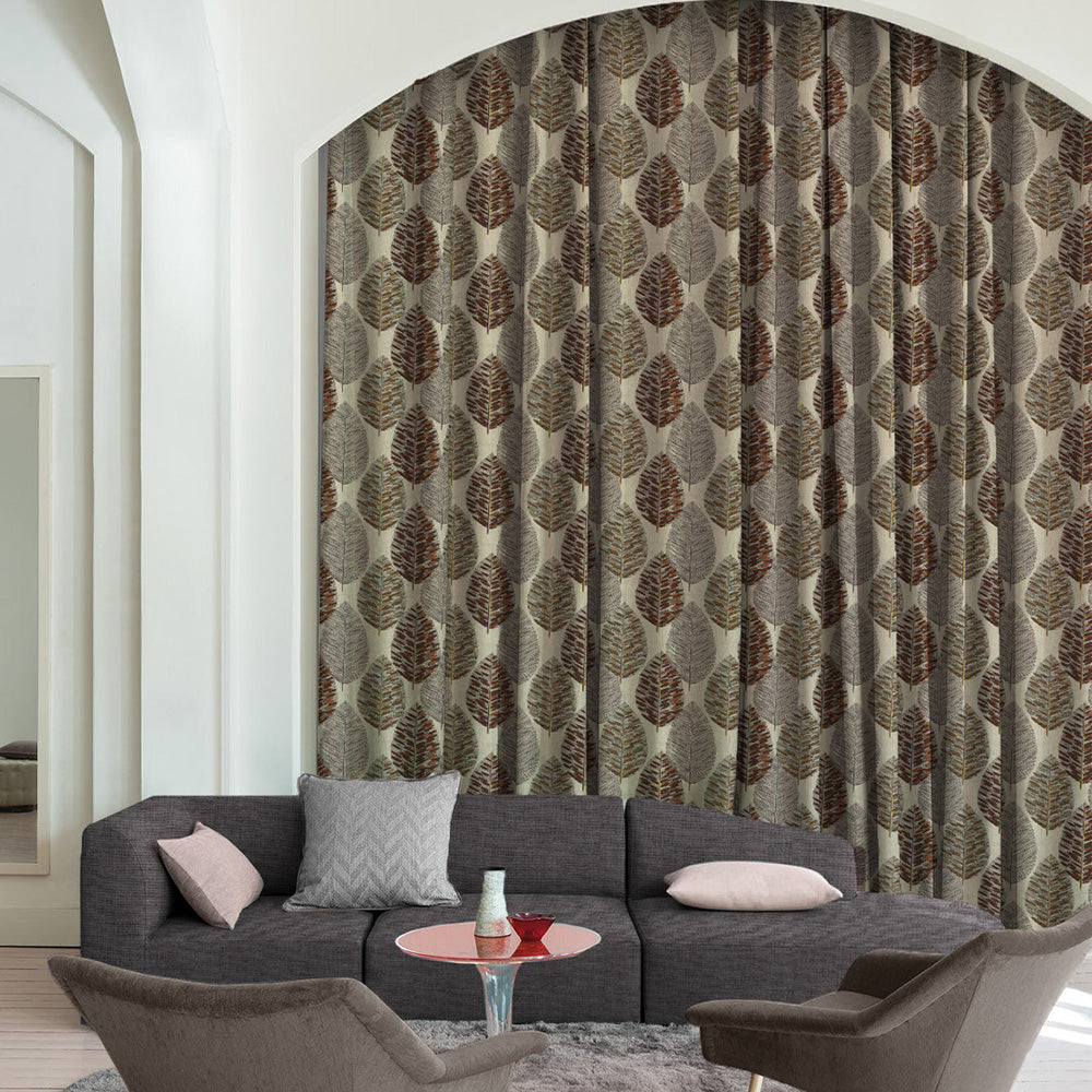 Elegant Floral Print Room Darkening Curtains- Set of 2 -DS 480 C