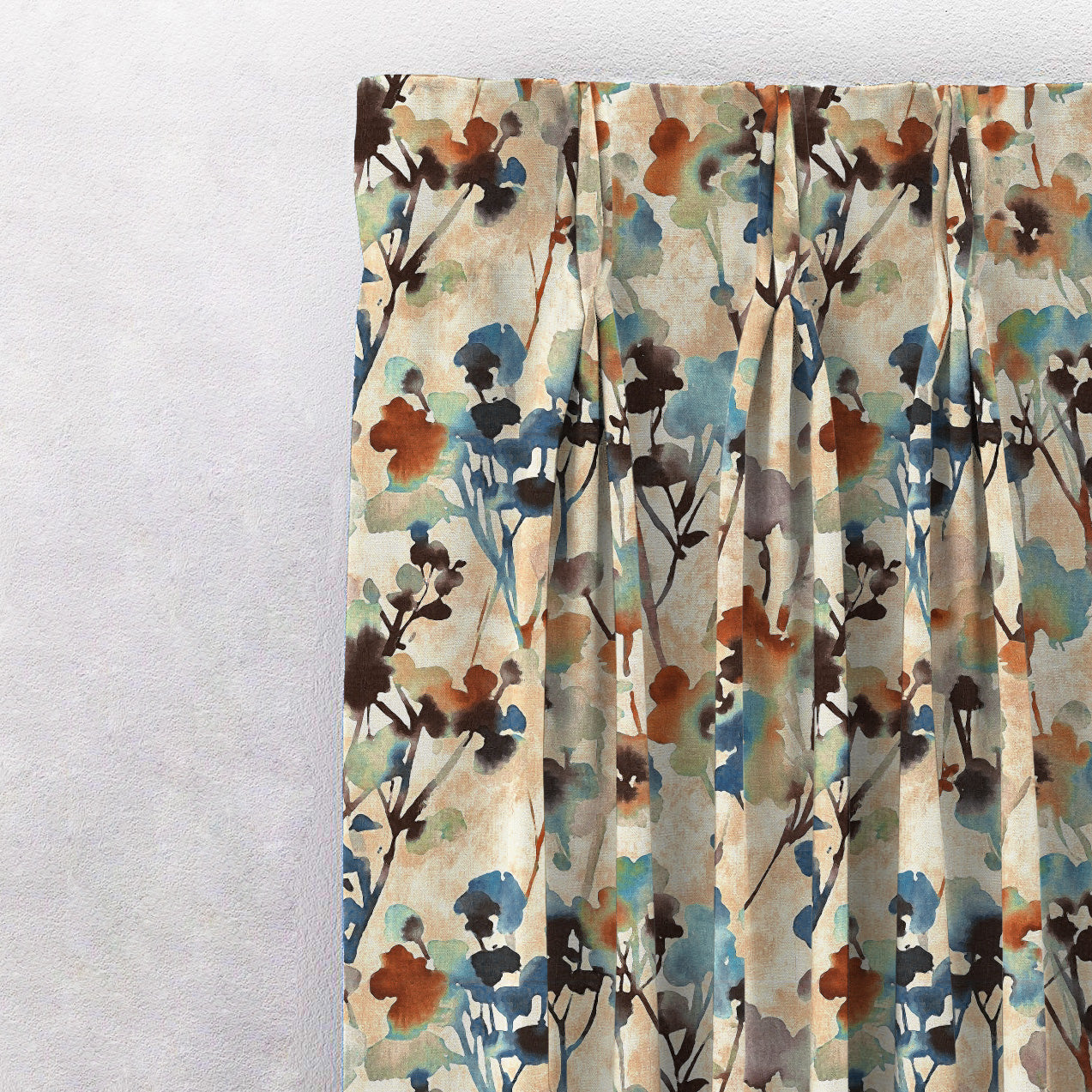 Elegant Floral Print Room Darkening Curtains- Set of 2 -DS 481A