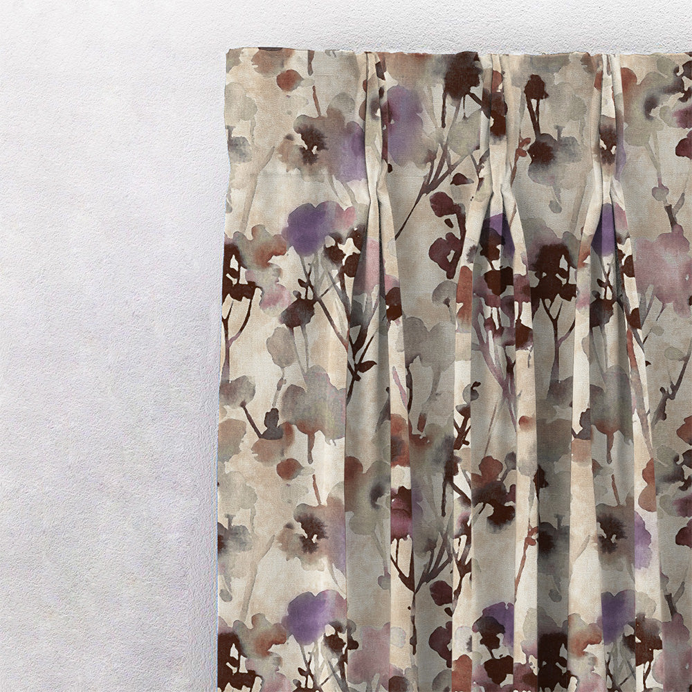 Eternal Leaves Geometric Wine Red Heavy Satin Room Darkening Curtains Set Of 2 - (DS481B)