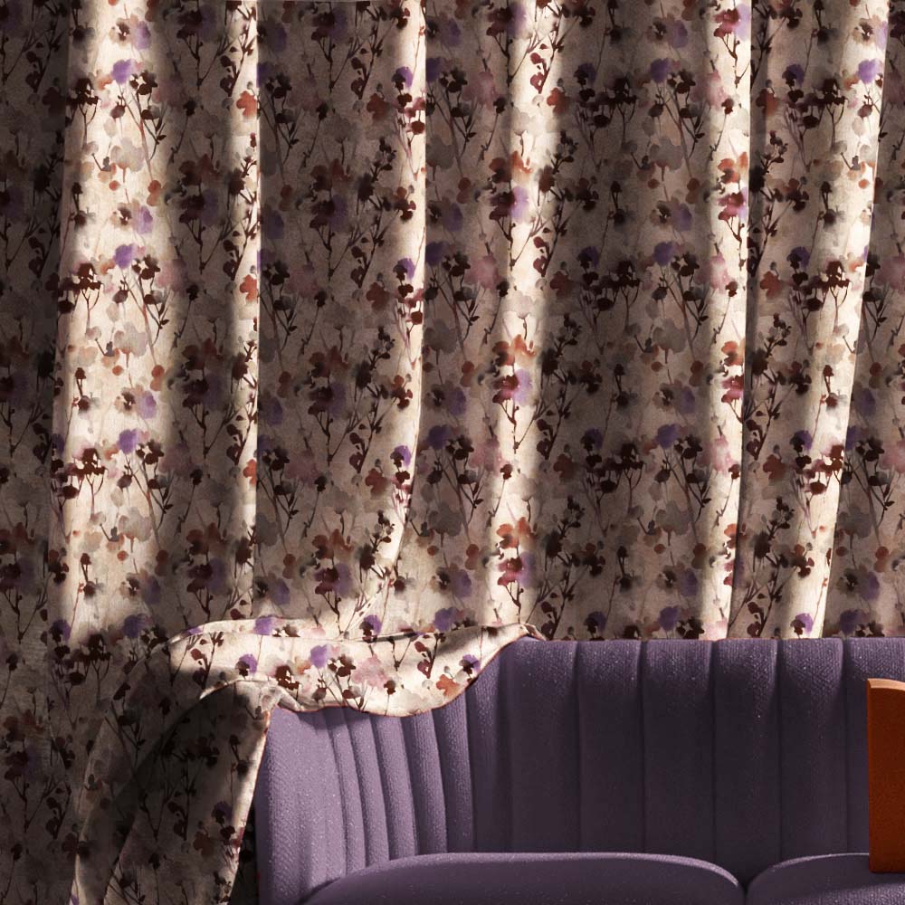 Eternal Leaves Geometric Wine Red Heavy Satin Room Darkening Curtains Set Of 2 - (DS481B)
