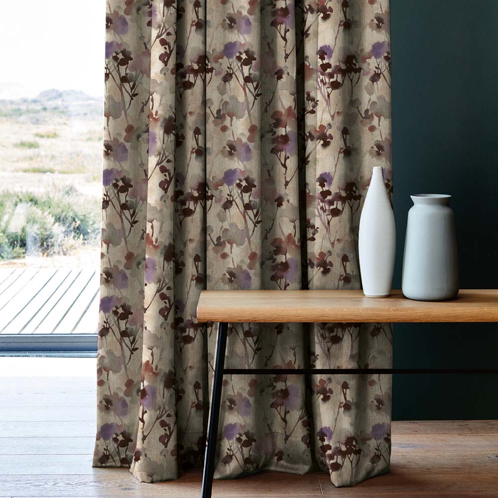 Eternal Leaves Geometric Wine Red Heavy Satin Room Darkening Curtains Set Of 2 - (DS481B)