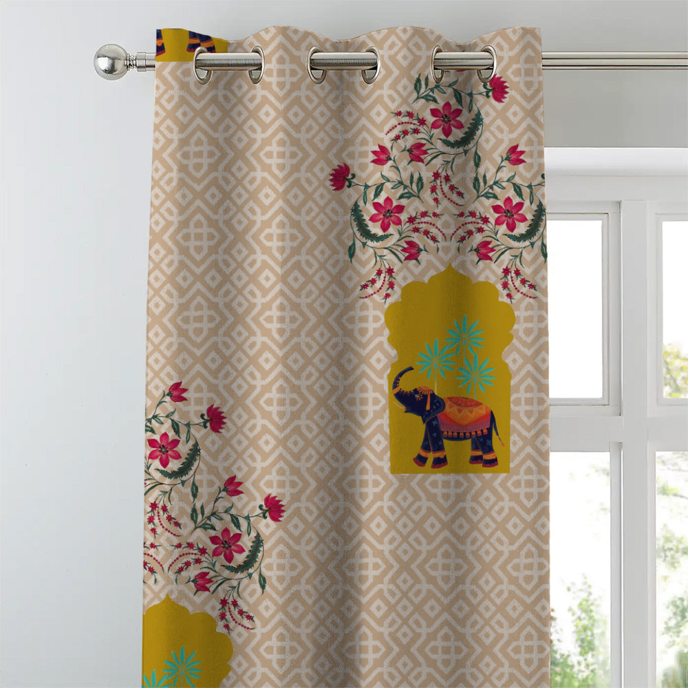 Elegent Indie Print Matt Finish Room Darkening Curtain Set of 2 MTDS489A