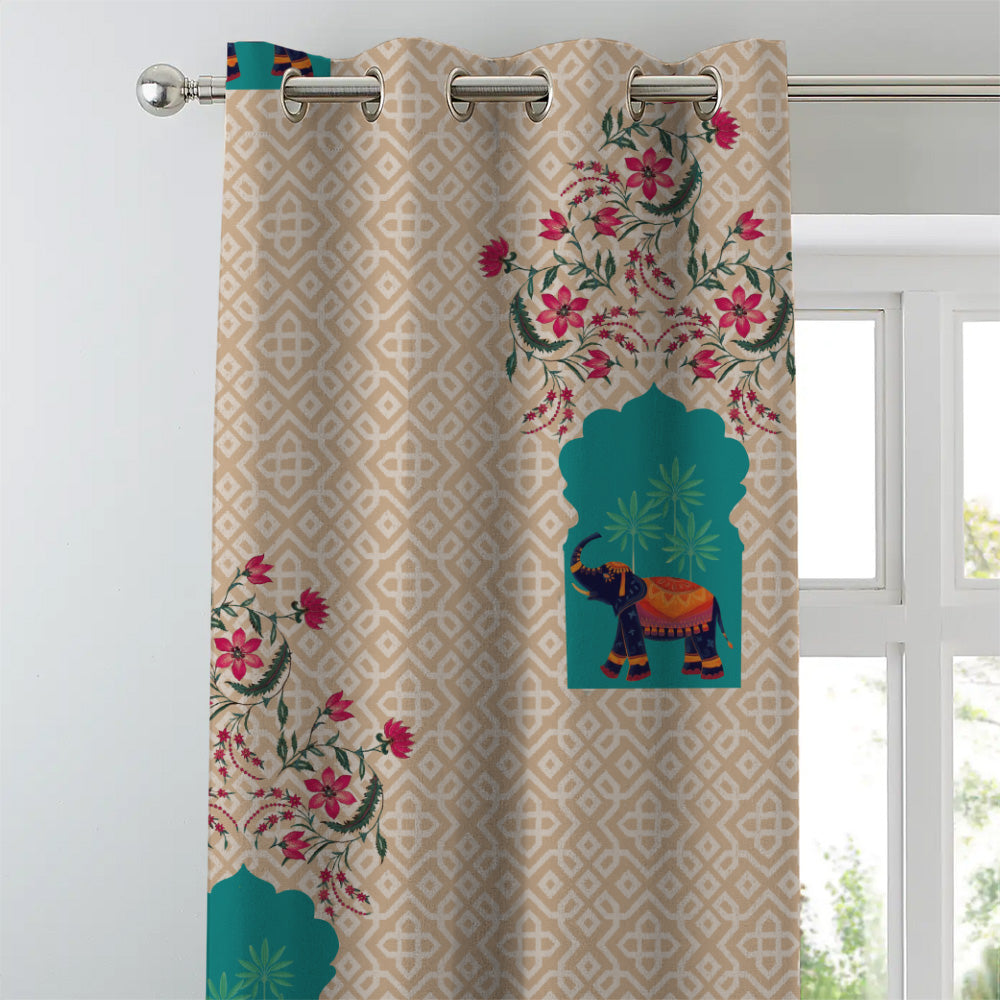 Elegent Indie Print Matt Finish Room Darkening Curtain Set of 2 MTDS489B
