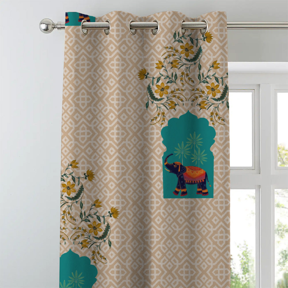 Elegent Indie Print Matt Finish Room Darkening Curtain Set of 2 MTDS489D