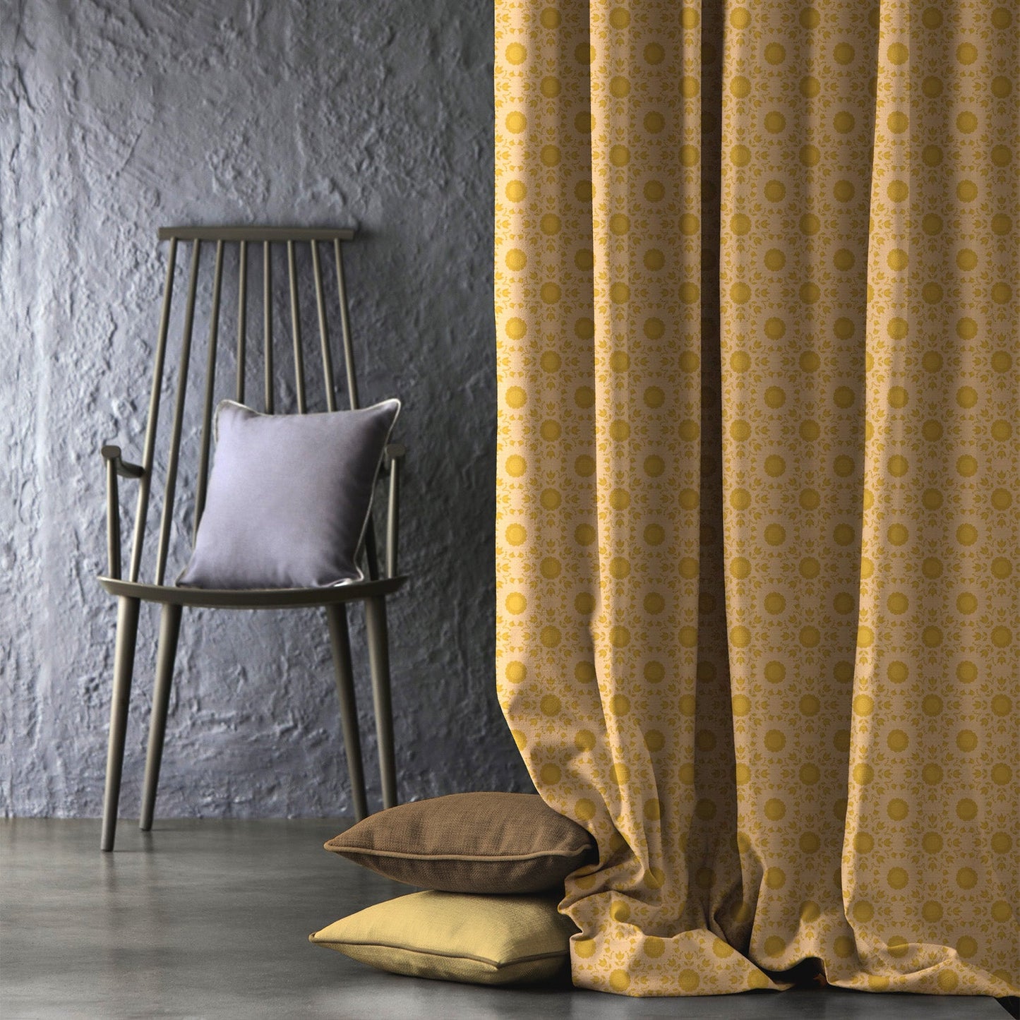 Elegent Indie Print Matt Finish Room Darkening Curtain Set of 2 MTDS490A