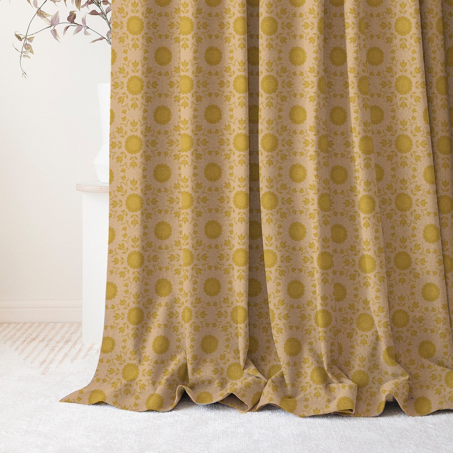 Elegent Indie Print Matt Finish Room Darkening Curtain Set of 2 MTDS490A