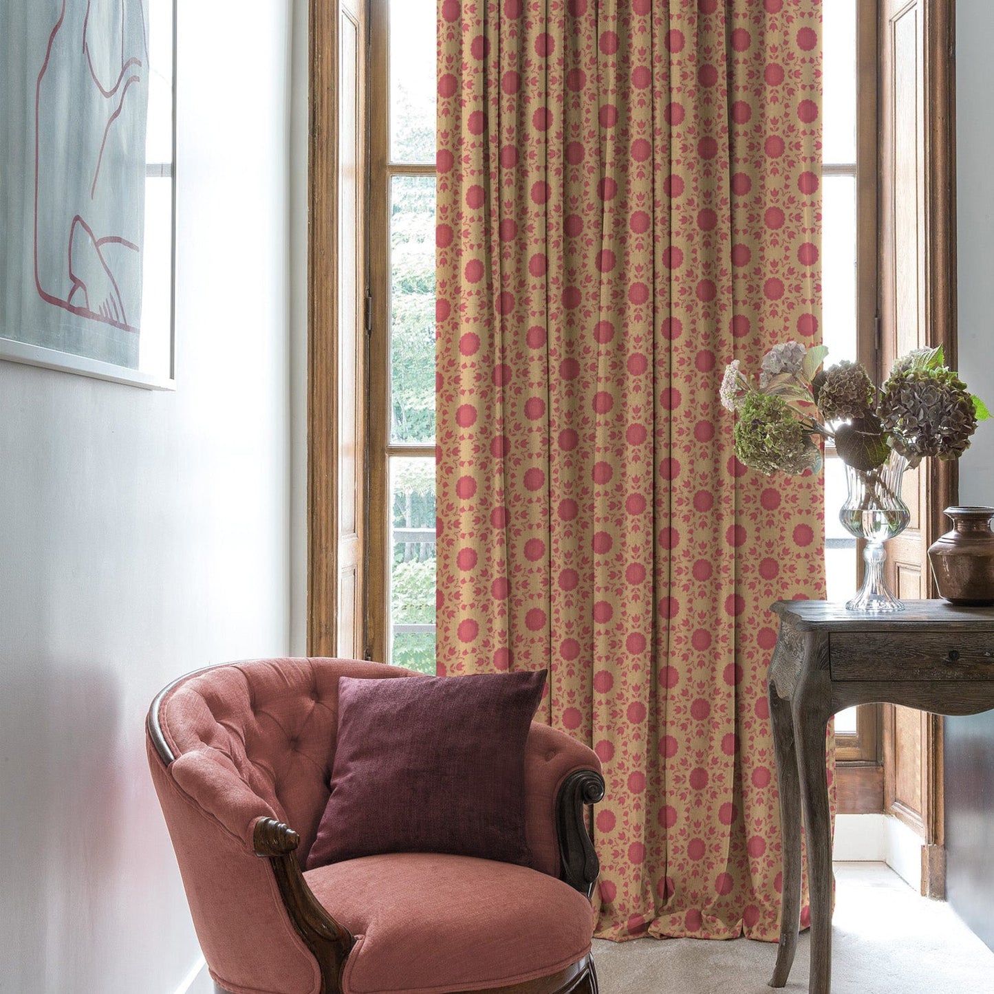 Elegent Indie Print Matt Finish Room Darkening Curtain Set of 2 MTDS490B