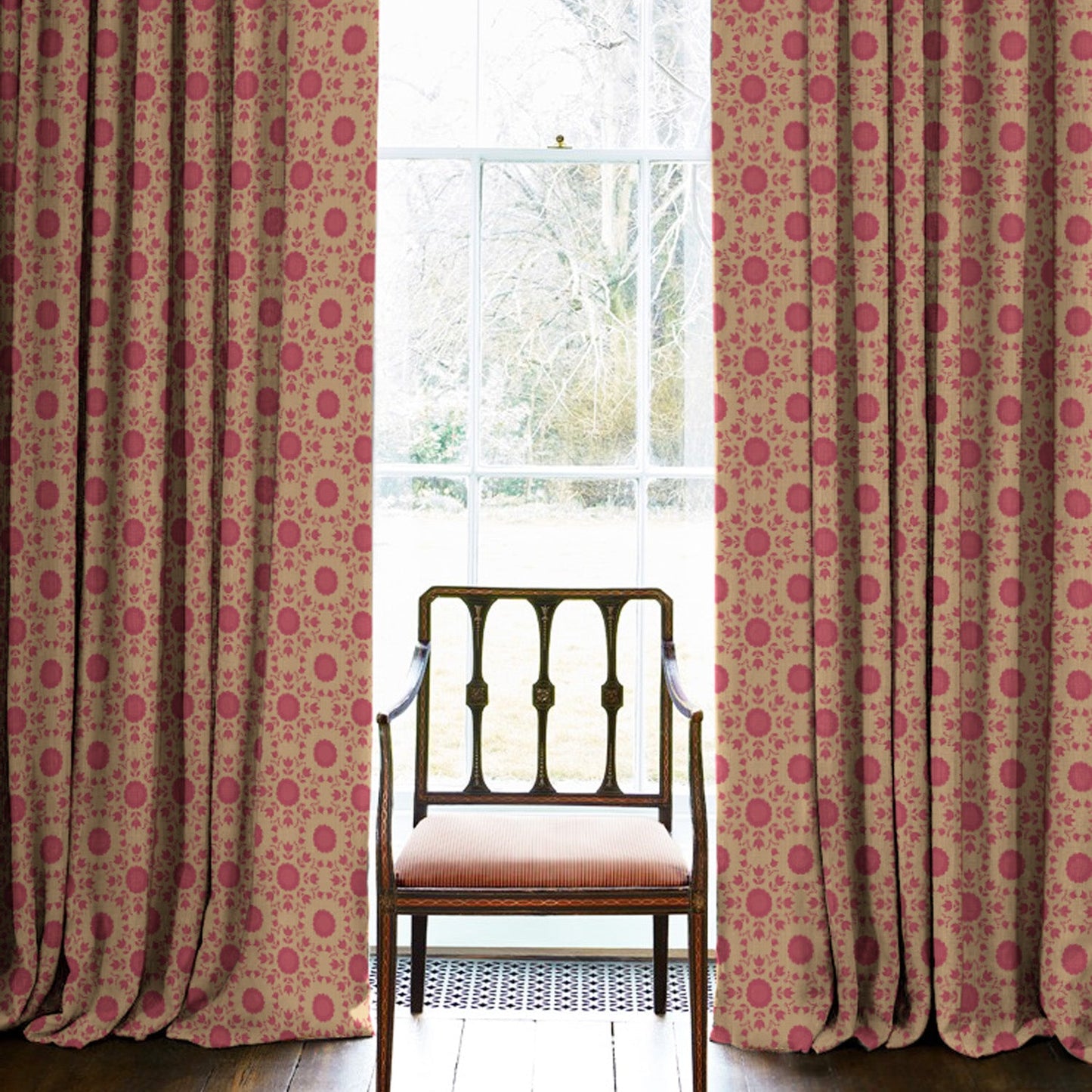 Elegent Indie Print Matt Finish Room Darkening Curtain Set of 2 MTDS490B