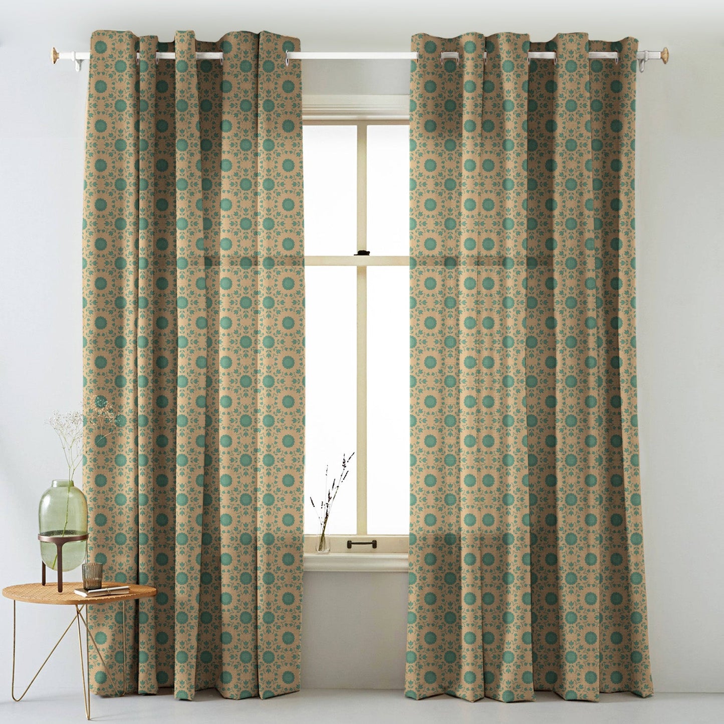 Elegent Indie Print Matt Finish Room Darkening Curtain Set of 2 MTDS490C