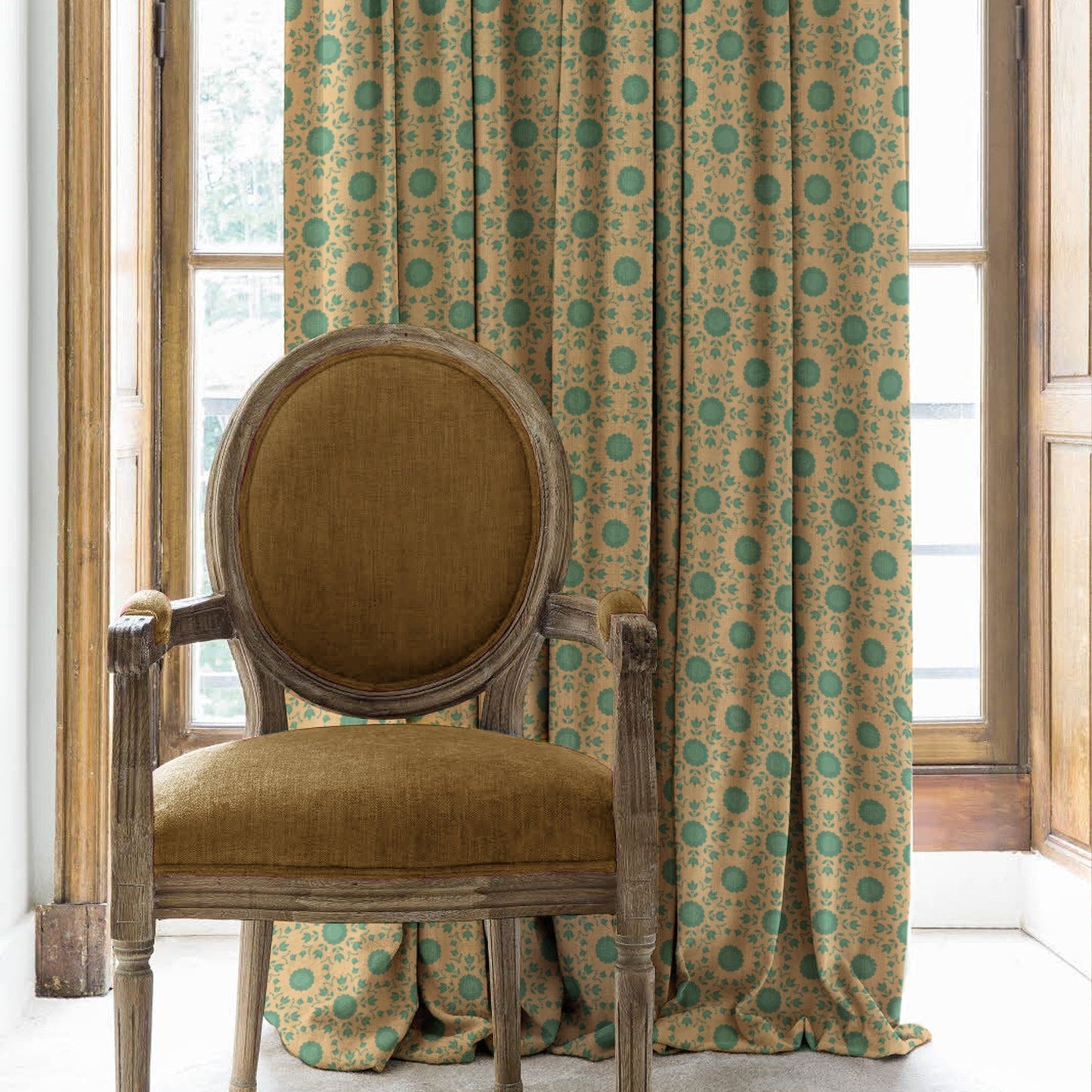 Elegent Indie Print Matt Finish Room Darkening Curtain Set of 2 MTDS490C