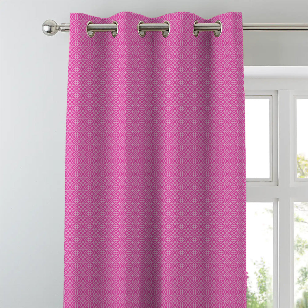 Colorful Knots Indie Hot Pink Heavy Satin Room Darkening Curtains Set Of 2 - (DS491C)