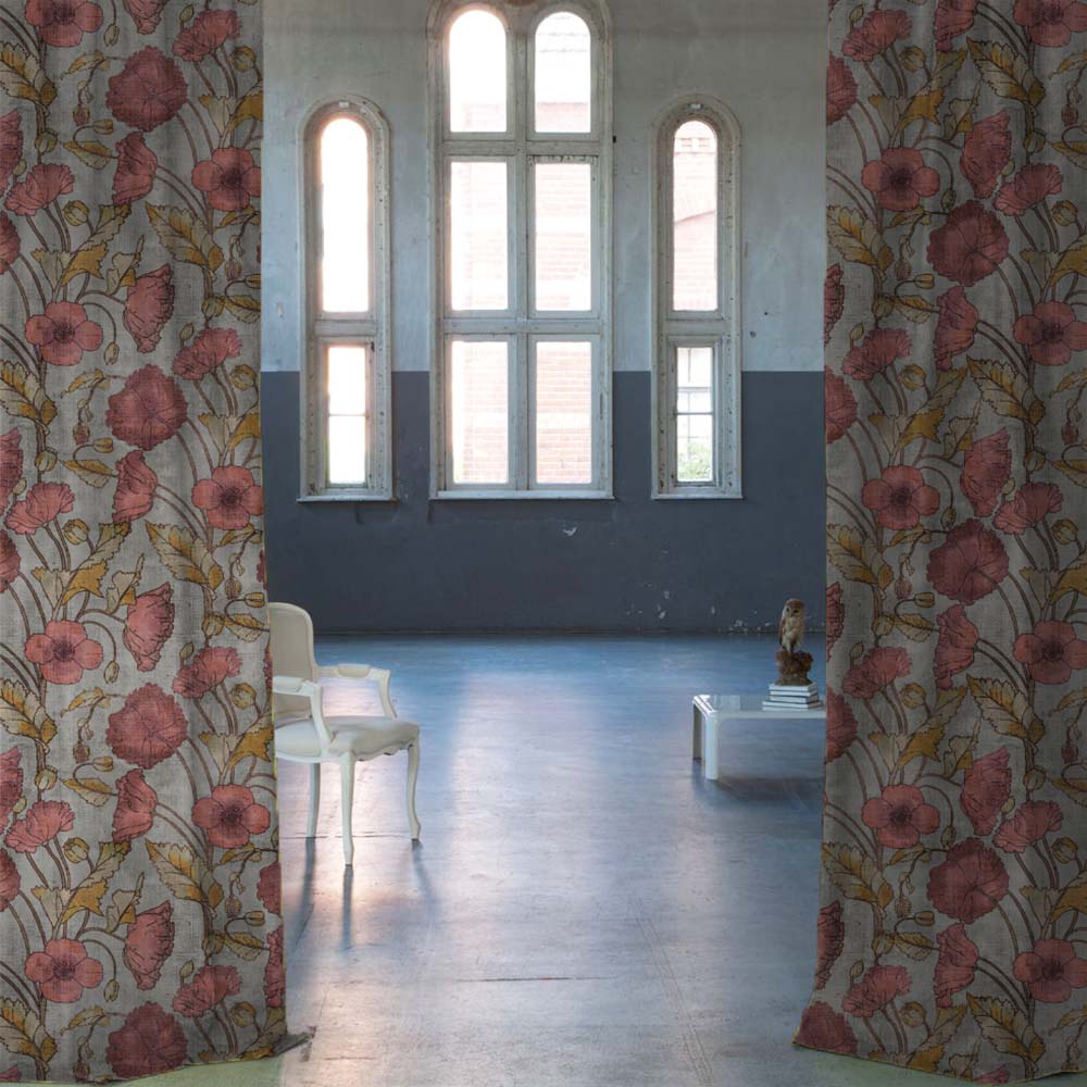 Garden Serenade Floral French Grey Heavy Satin Room Darkening Curtains Set Of 2 - (DS495C)