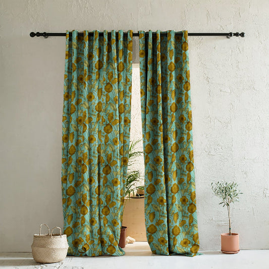 Elegant Floral Print Room Darkening Curtains- Set of 2 - DS495A