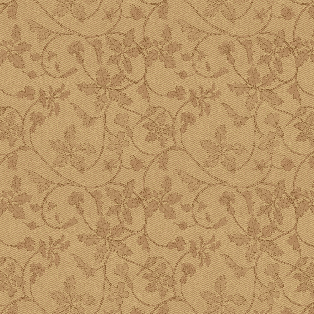 Nouveau Petal Floral Pecan yellow Heavy Satin Room Darkening Curtains Set Of 2 - (DS496A)