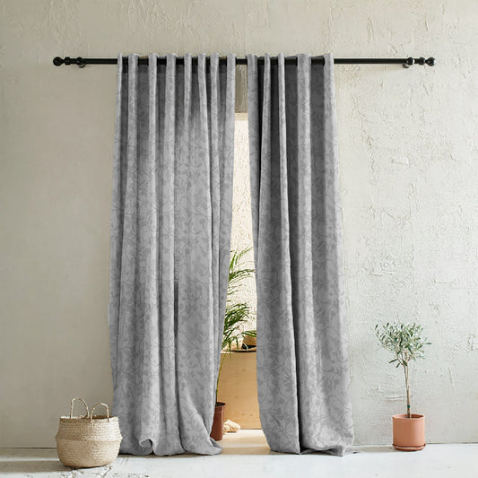 Elegant Floral Print Room Darkening Curtains- Set of 2 - DS496F