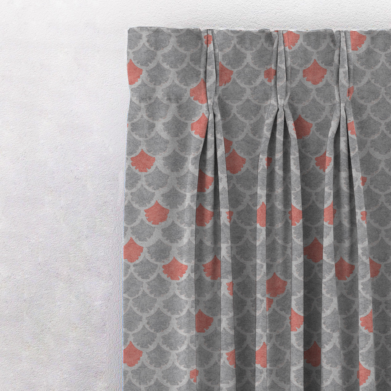 Elegent Geometric Print Matt Finish Room Darkening Curtain Set of 2 MTDS497A