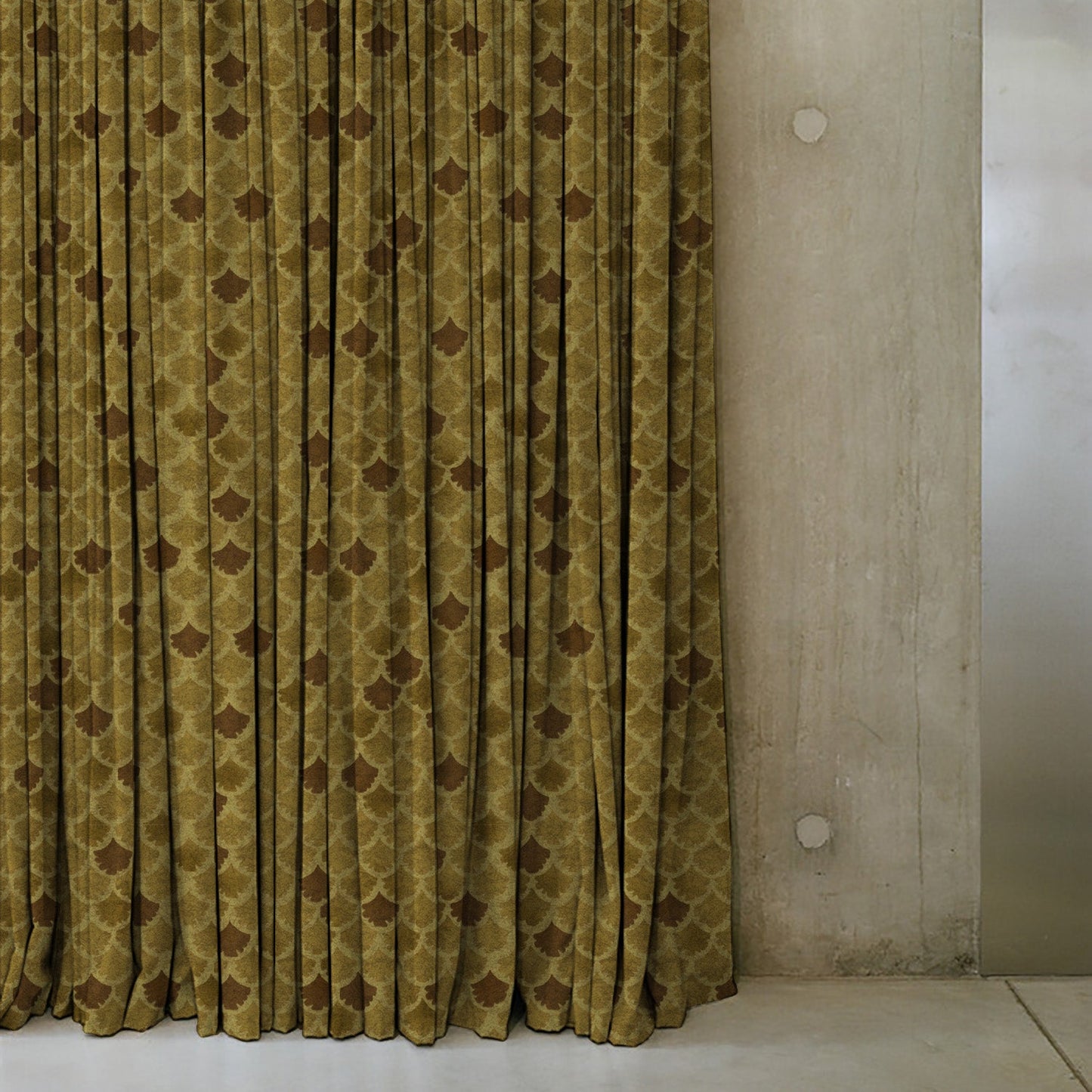 Elegent Geometric Print Matt Finish Room Darkening Curtain Set of 2 MTDS497C