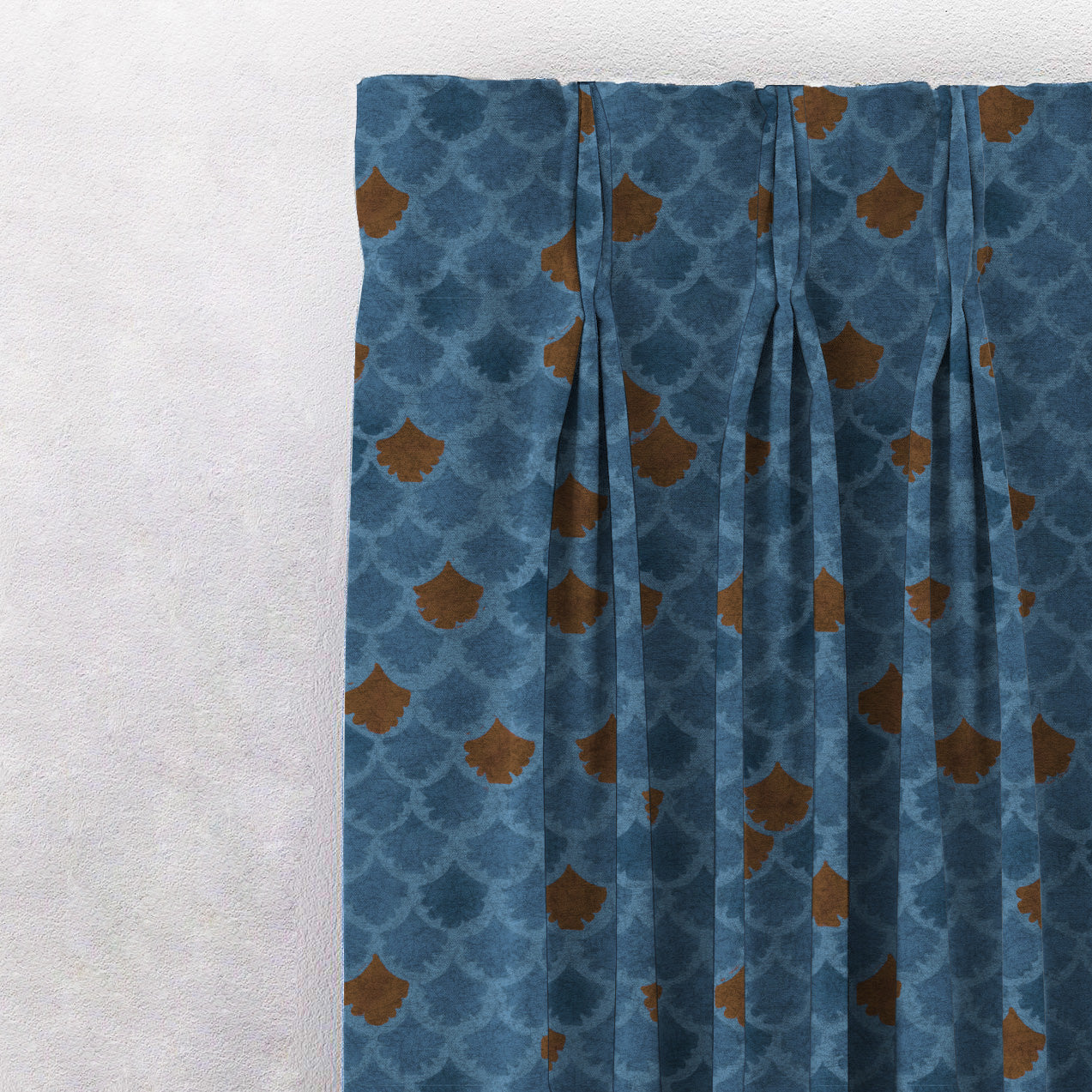 Elegent Geometric Print Matt Finish Room Darkening Curtain Set of 2 MTDS497E