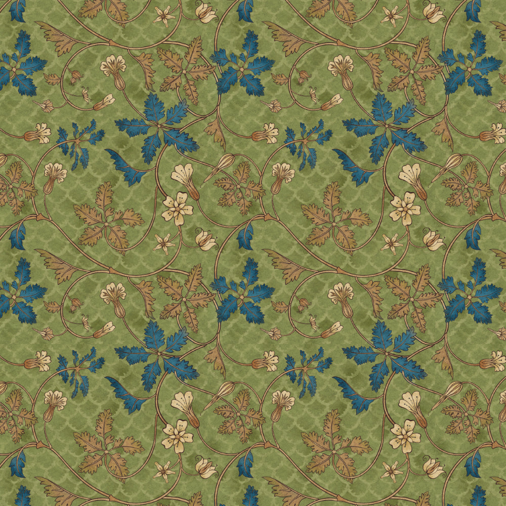 Floral Poetry Floral Olive Green Heavy Satin Room Darkening Curtains Set Of 2 - (DS498A)