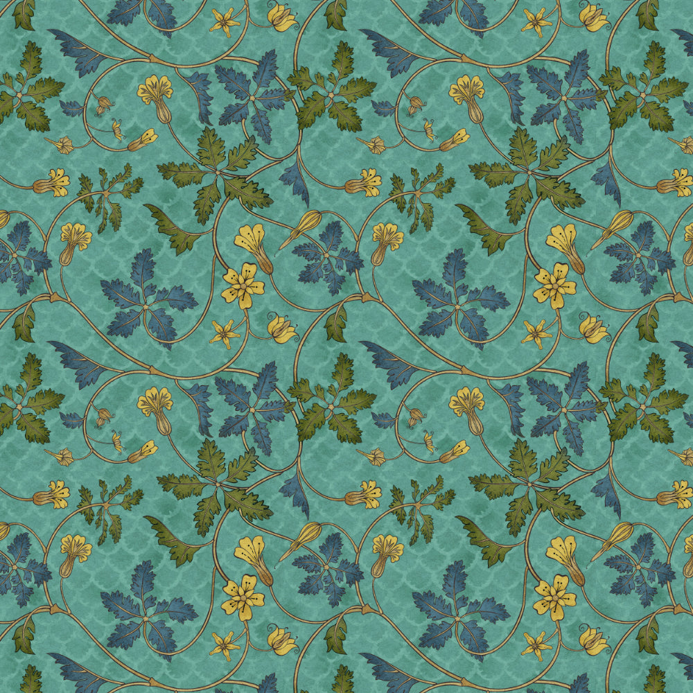 Floral Poetry Floral Turquoise Heavy Satin Room Darkening Curtains Set Of 2 - (DS498C)